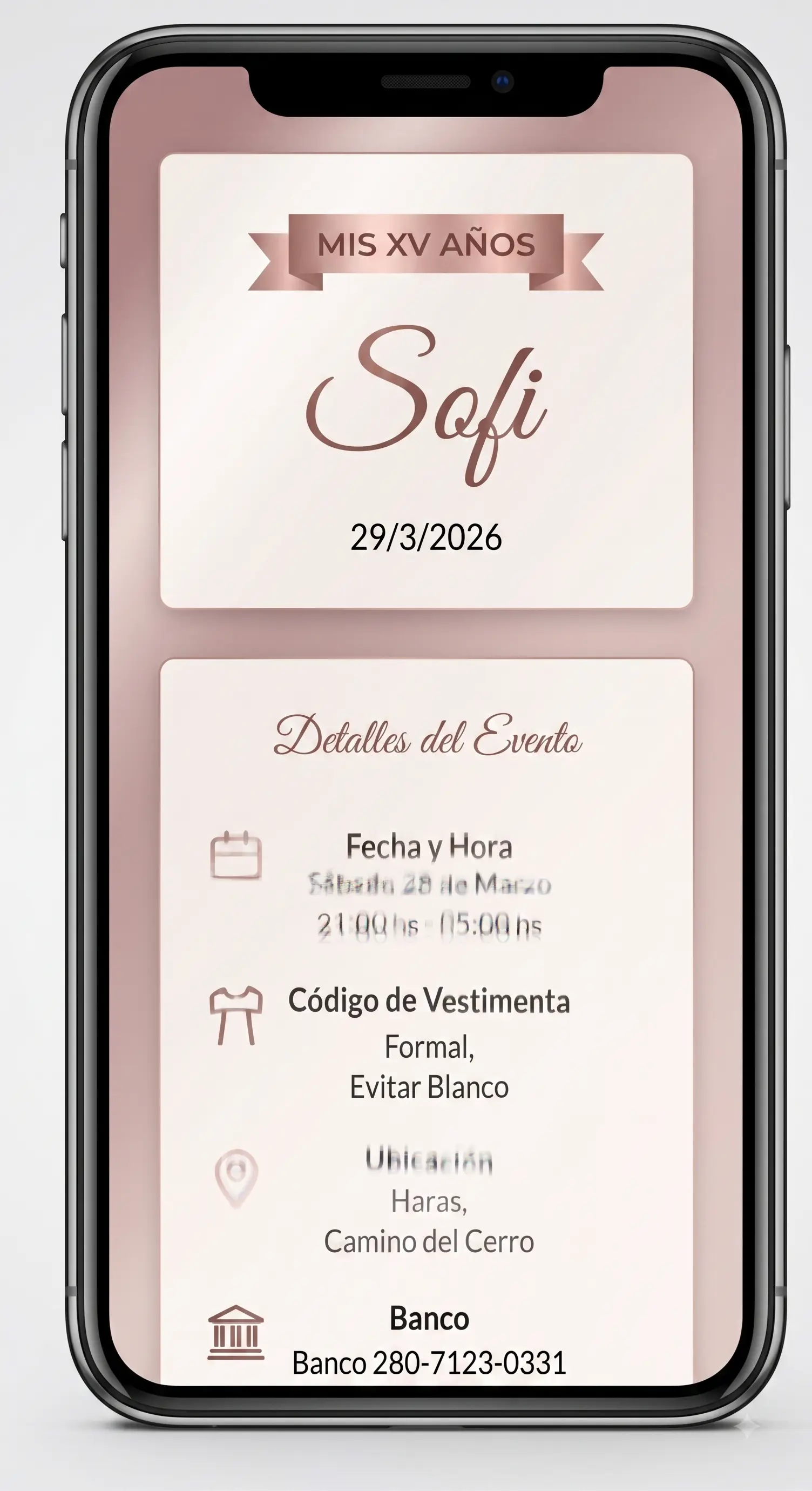Invitación Digital interactiva en celular